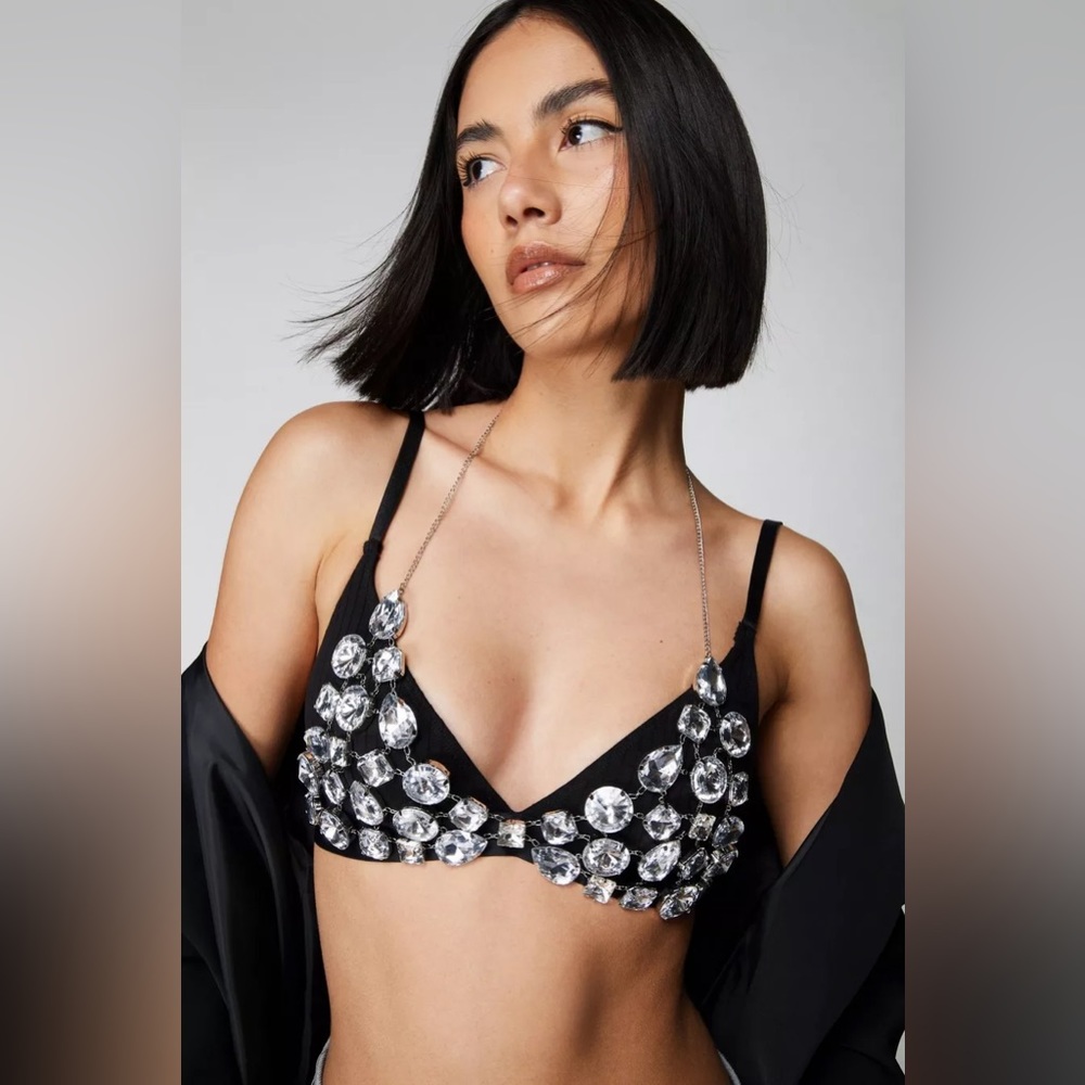 Premium Diamante Bralette - chain diamond bra